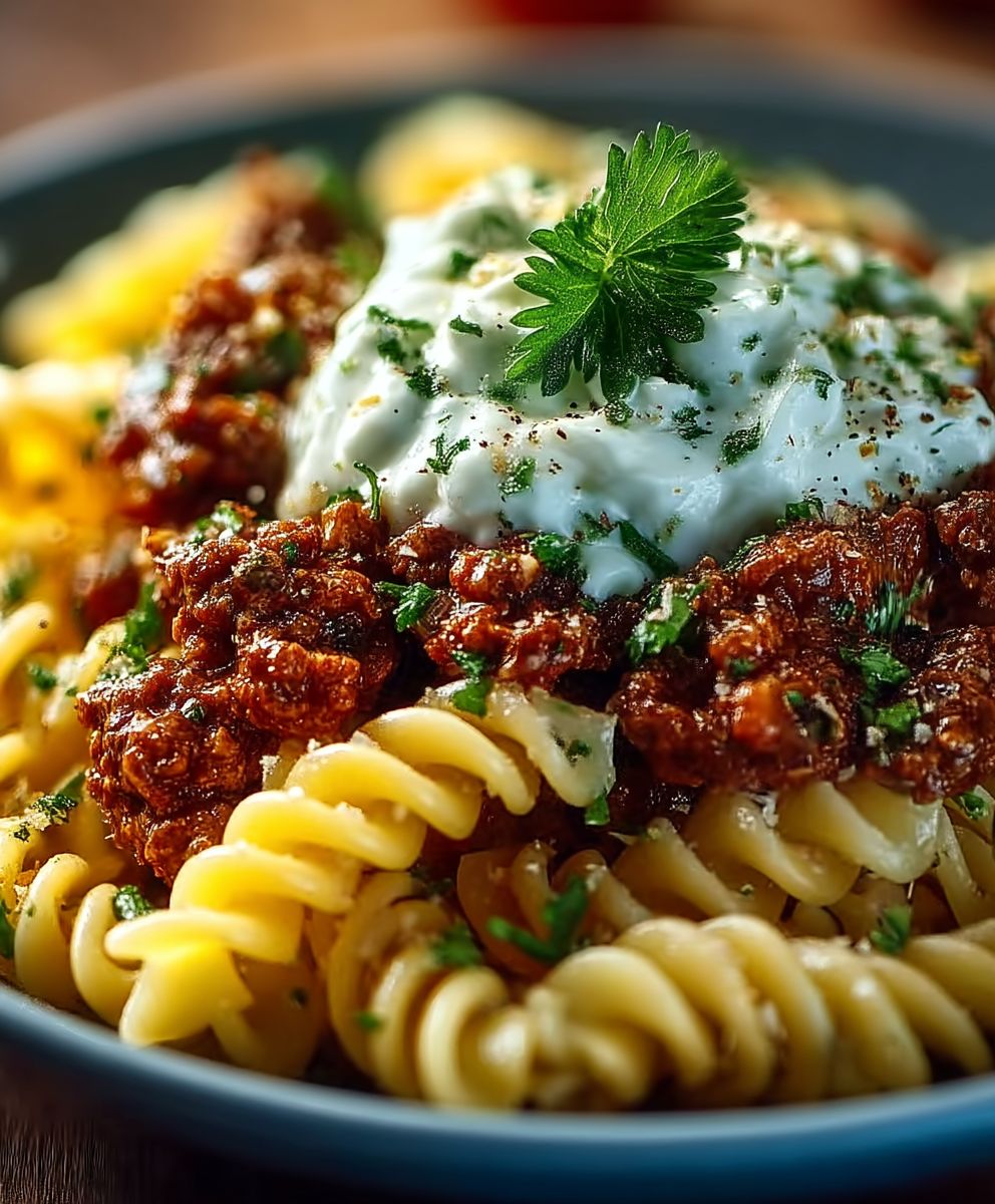 Türkische Pasta Hackfleisch Joghurt