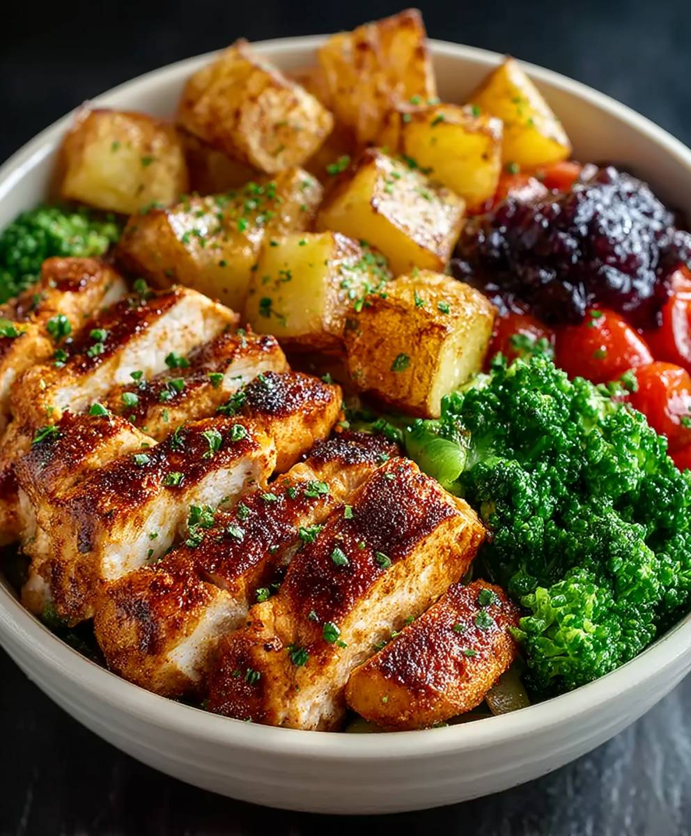 Hähnchen Bowl mit Röstkartoffeln