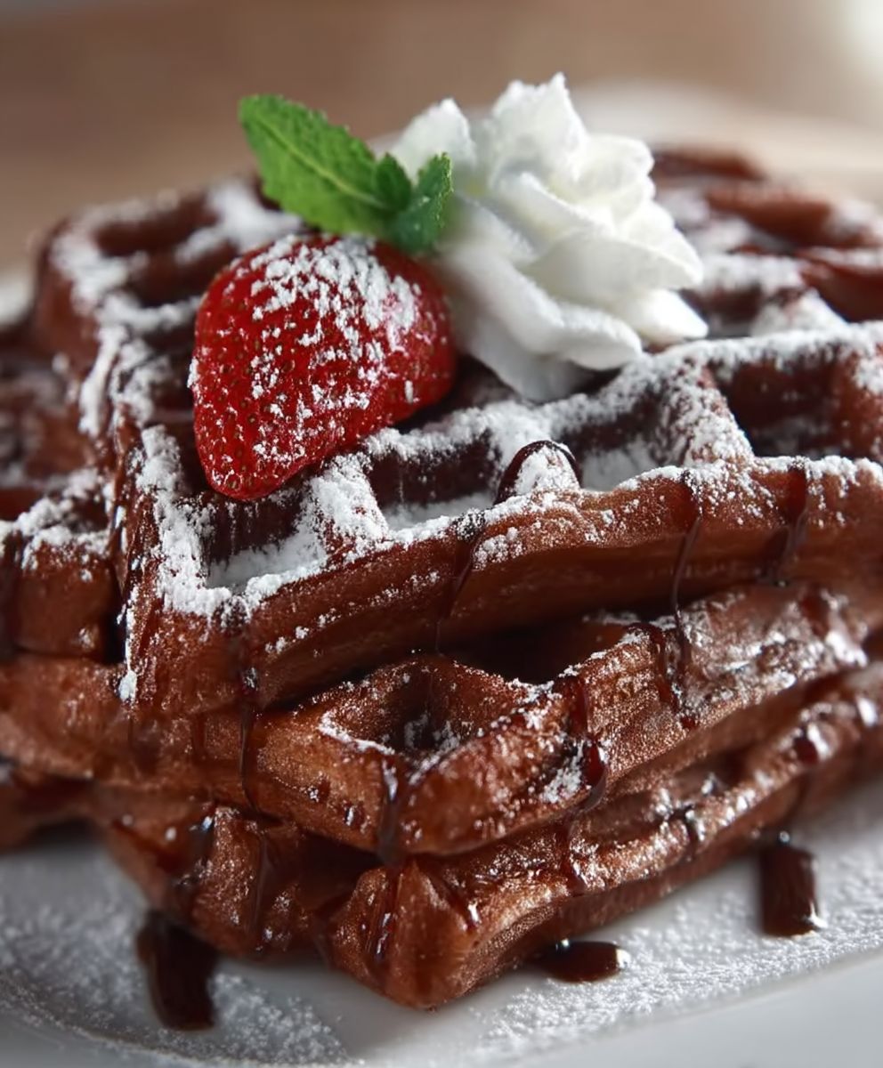 Brownie Waffeln backen