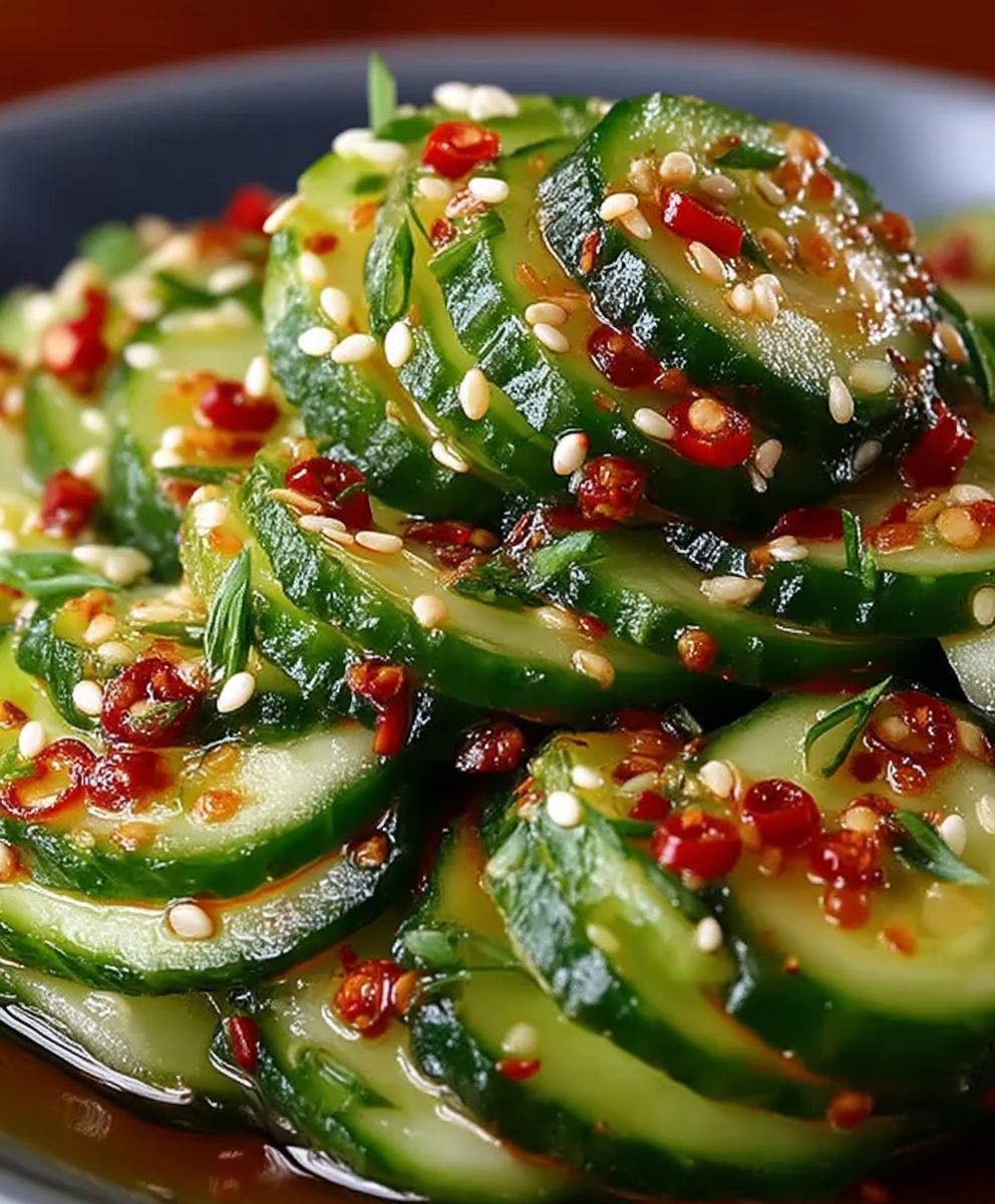 Asiatischer Gurkensalat Chili Sesam