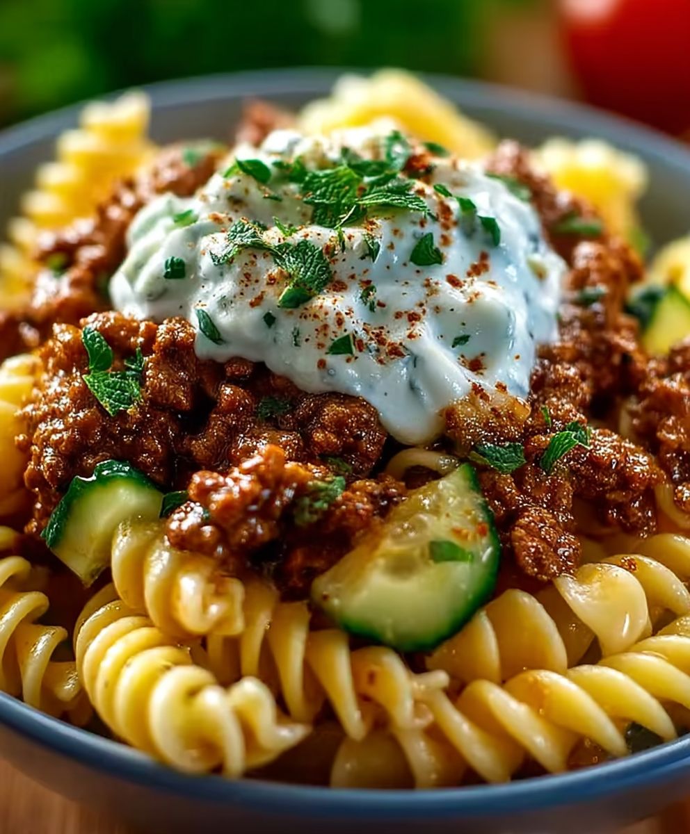 Türkische Pasta Hackfleisch Joghurt