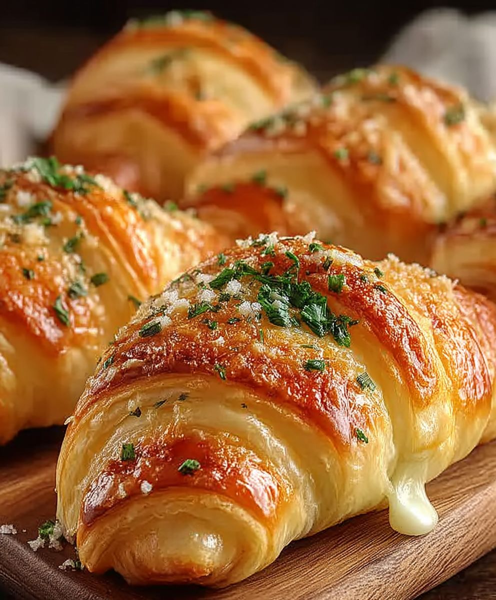 Käsige Knoblauch Hörnchen backen