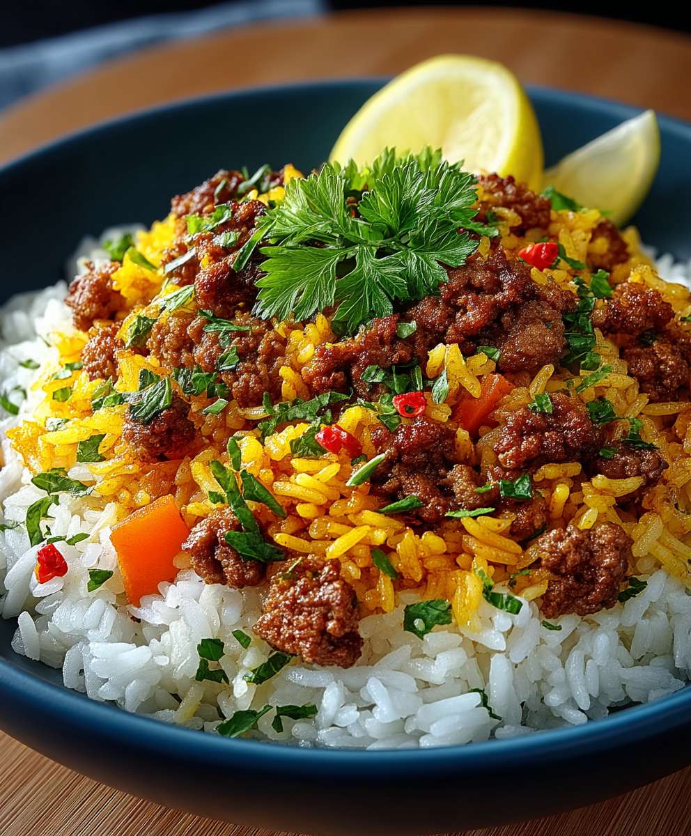Curryreis mit Hackfleisch