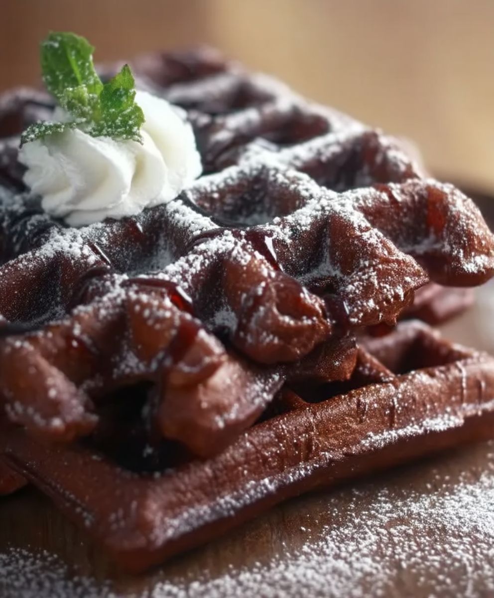 Brownie Waffeln backen