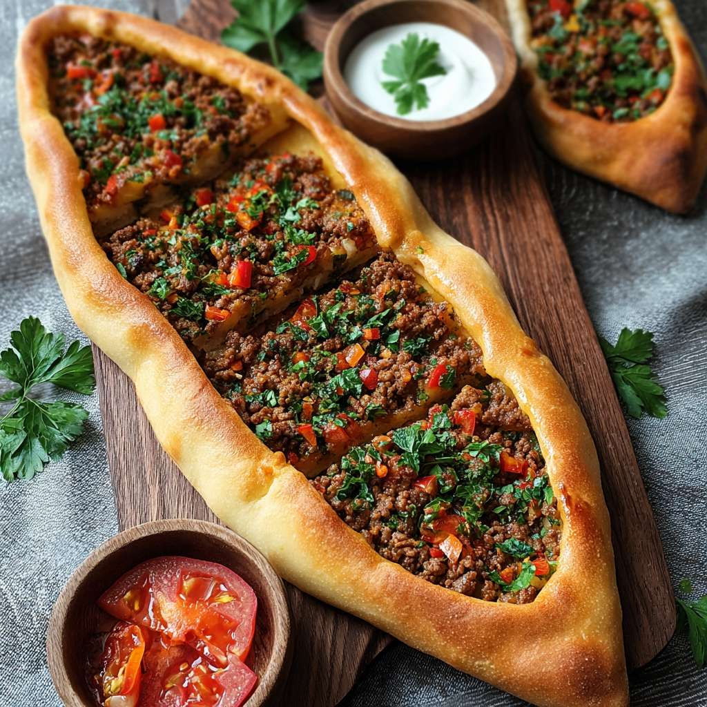 Türkische Pide Hackfleisch
