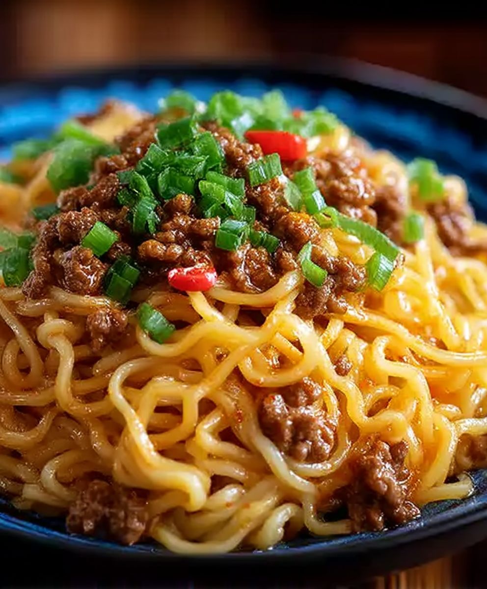 Mongolian ground beef noodles