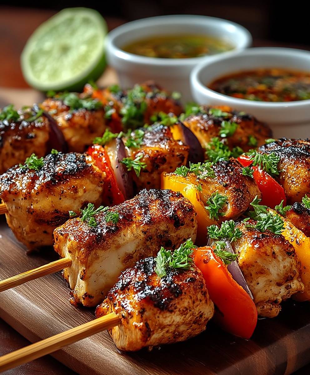 Thailändische Hähnchenspieße Grillen