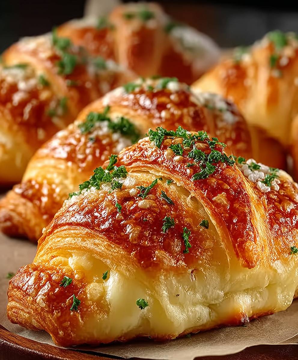 Käsige Knoblauch Hörnchen backen