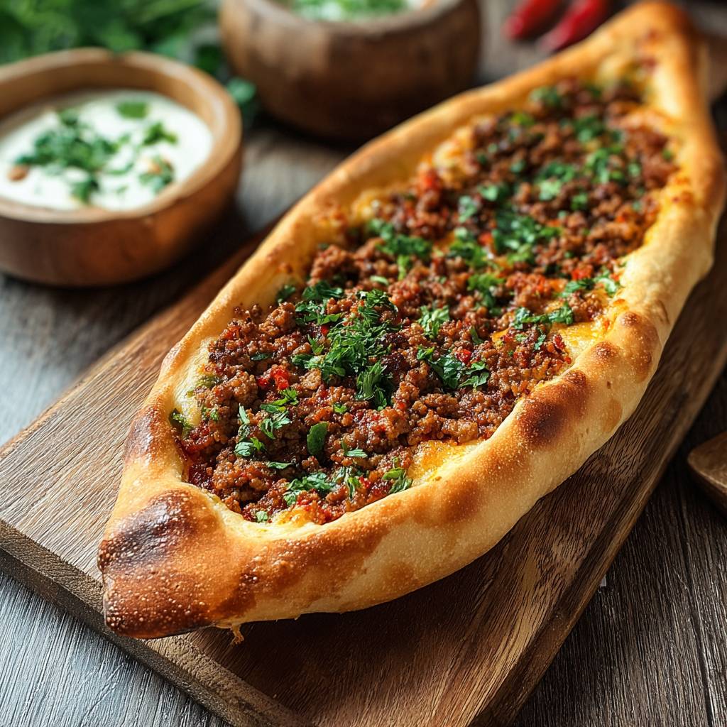 Türkische Pide Hackfleisch