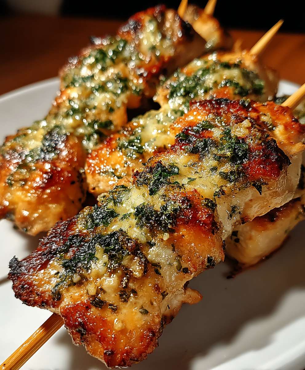 Knoblauch Parmesan Hähnchenspieße