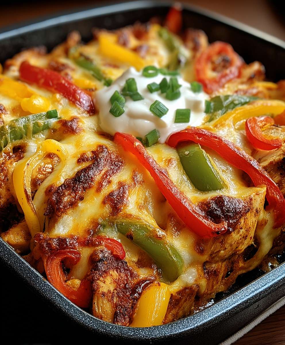 Käsiger Fajita Hähnchen Auflauf