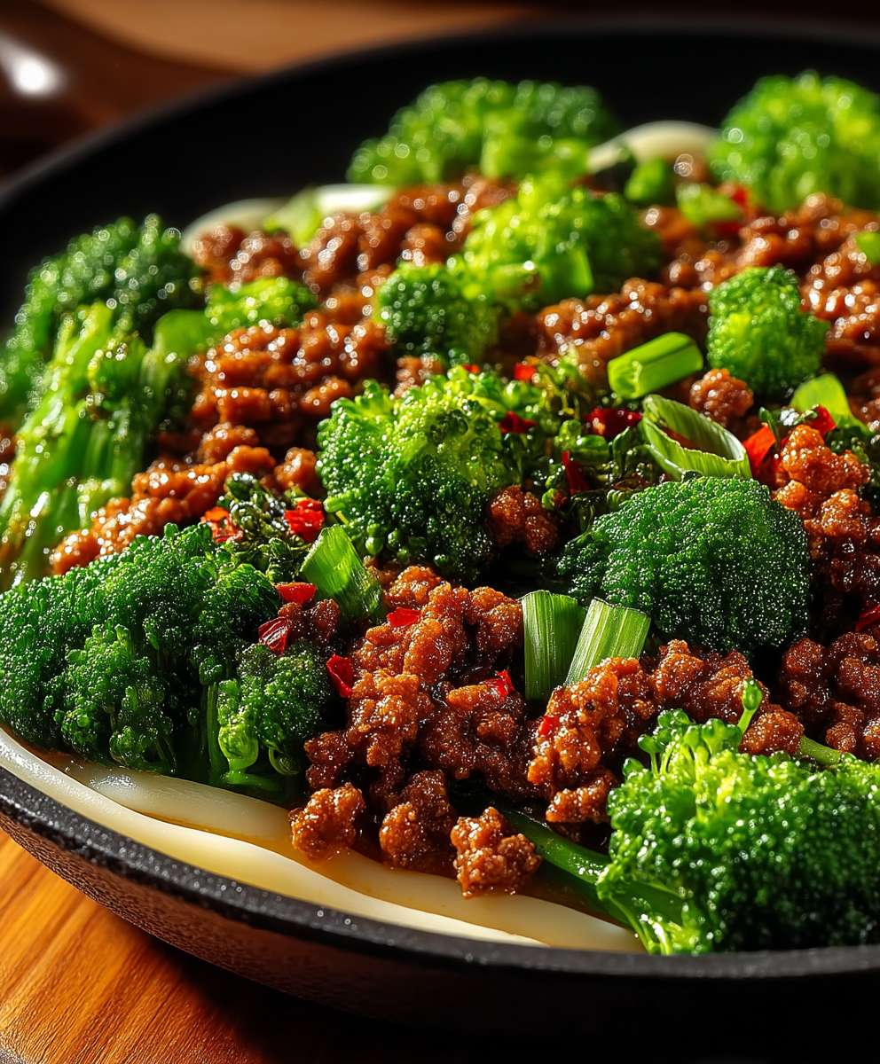 Teriyaki Hackfleisch Pfanne Brokkoli