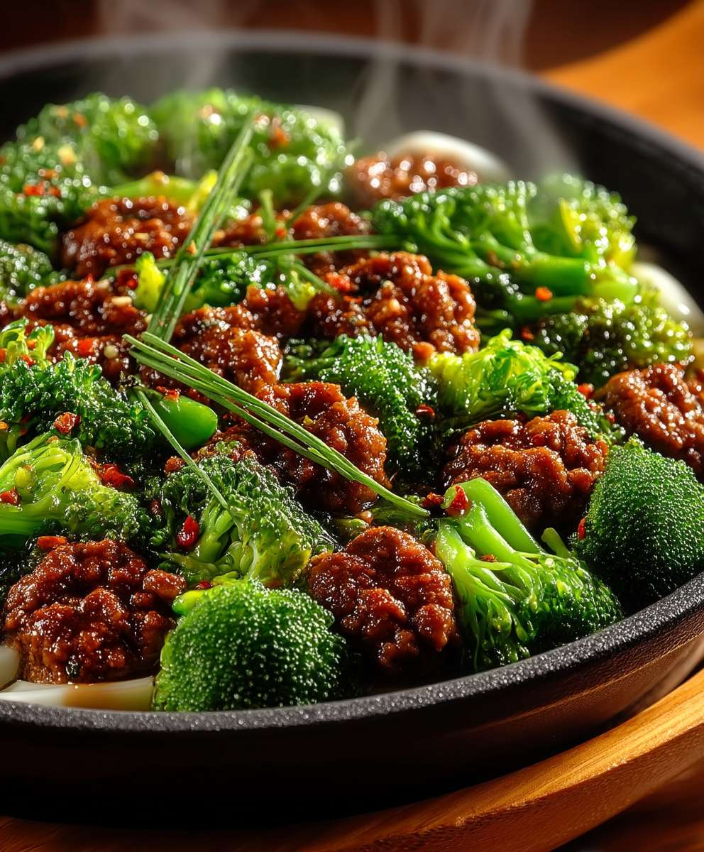 Teriyaki Hackfleisch Pfanne Brokkoli