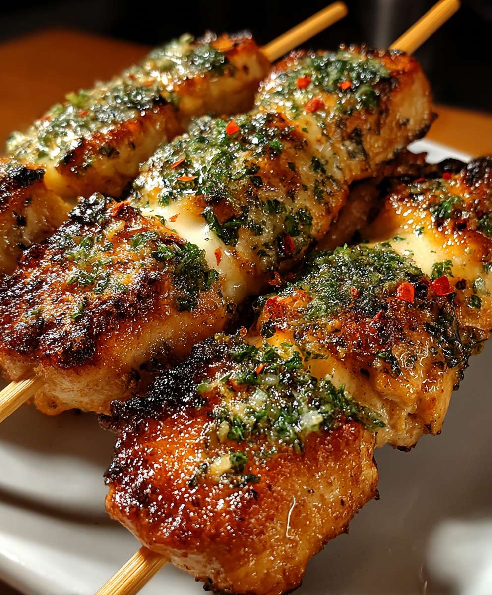 Knoblauch Parmesan Hähnchenspieße