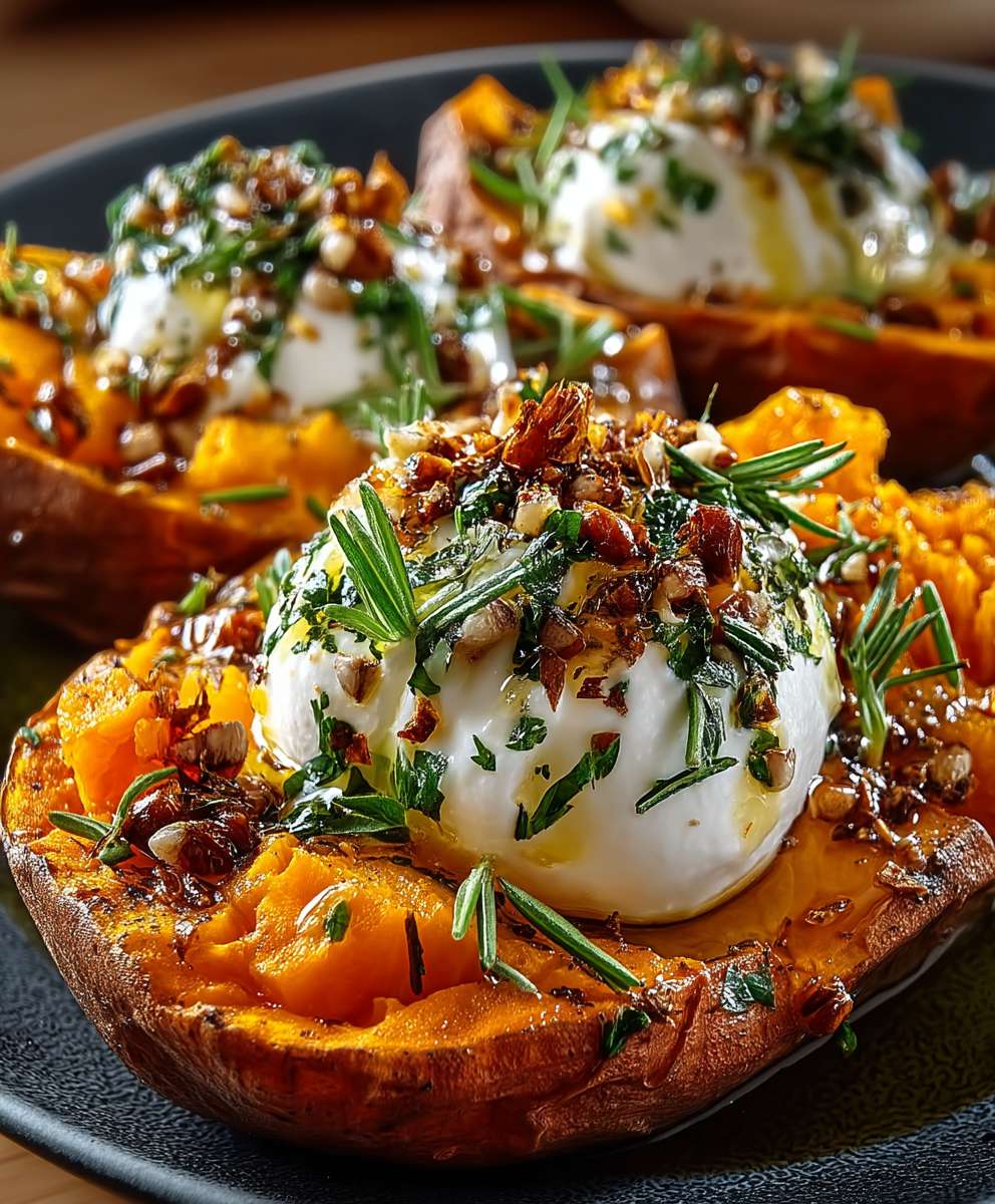Gefüllte Süßkartoffel Burrata