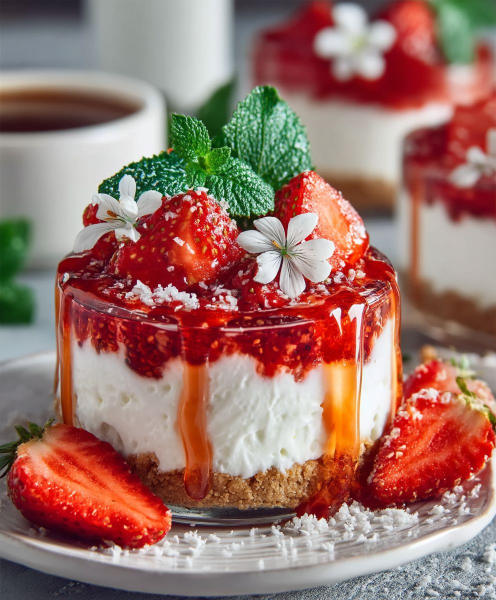 Erdbeer Dessert Cheesecake Glas