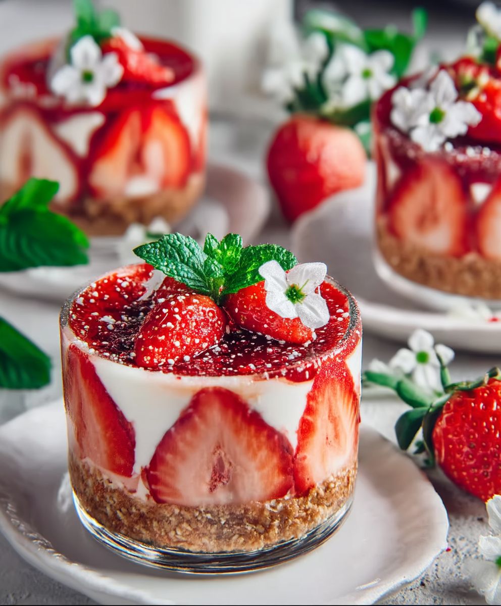 Erdbeer Dessert Cheesecake Glas
