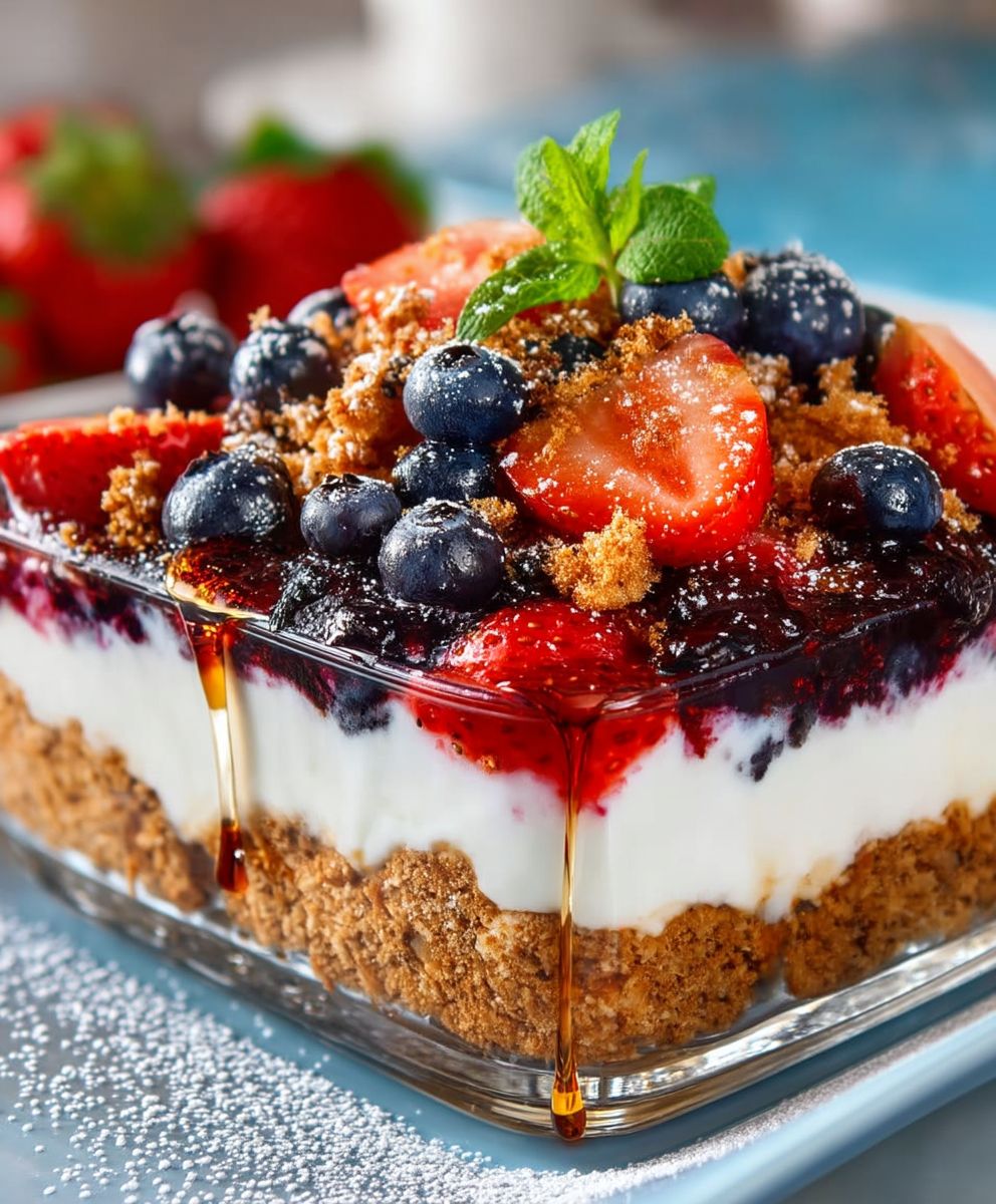 Schichtdessert Blaubeeren Erdbeeren