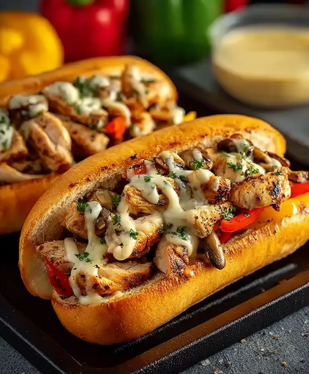 Hähnchen Cheesesteak Sandwich
