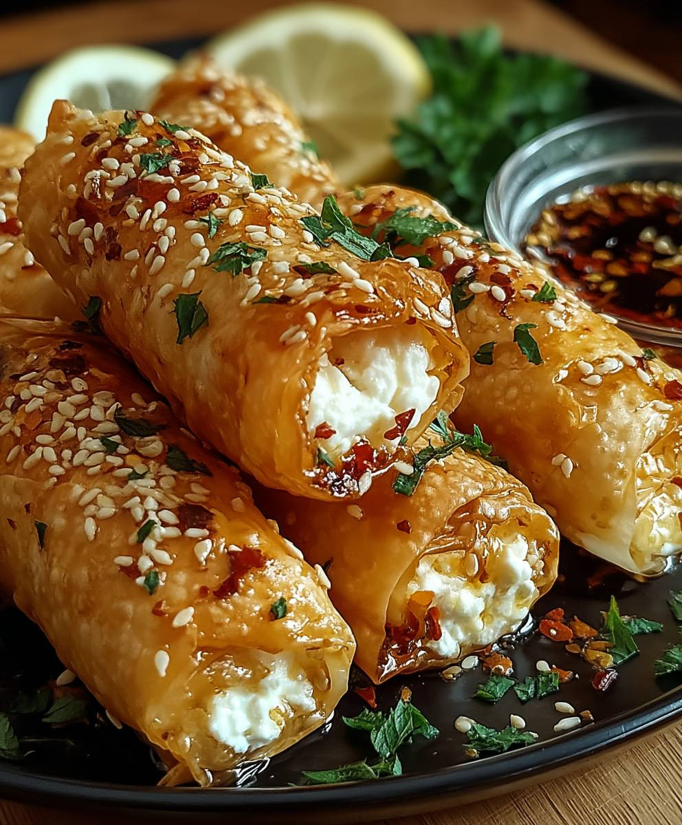 Feta Rollen mit Chili Honig