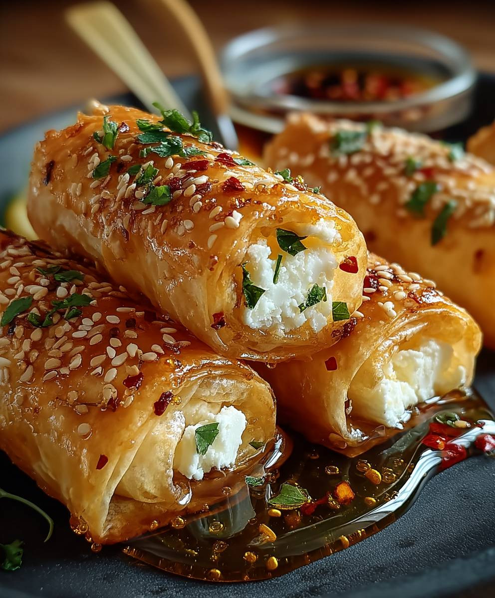 Feta Rollen mit Chili Honig