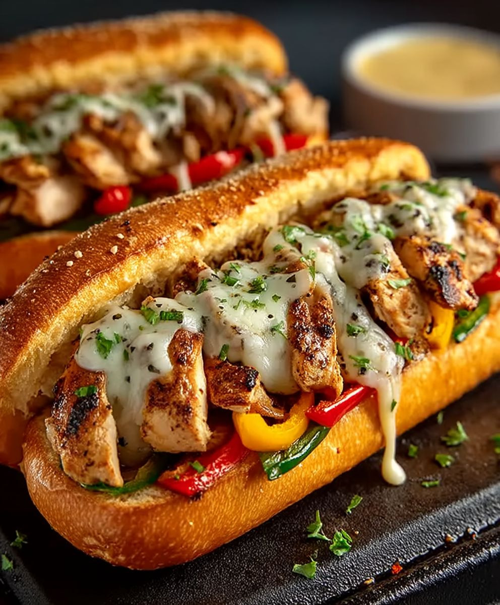 Hähnchen Cheesesteak Sandwich