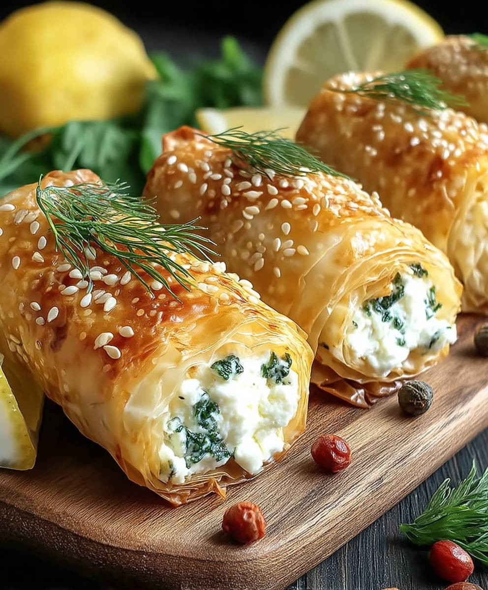 Ofen Gebackene Feta Röllchen