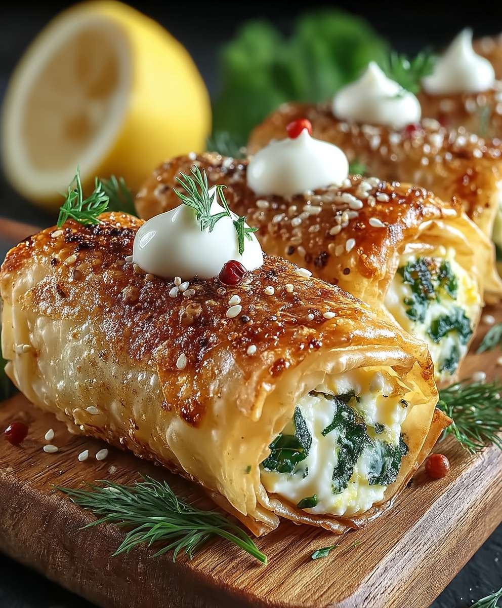 Ofen Gebackene Feta Röllchen