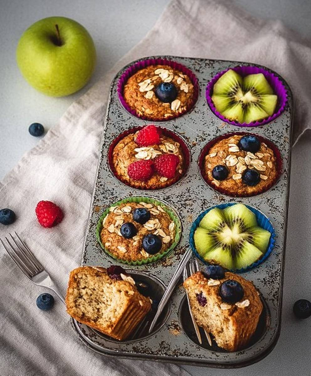 Haferflocken Bananen Muffins süß