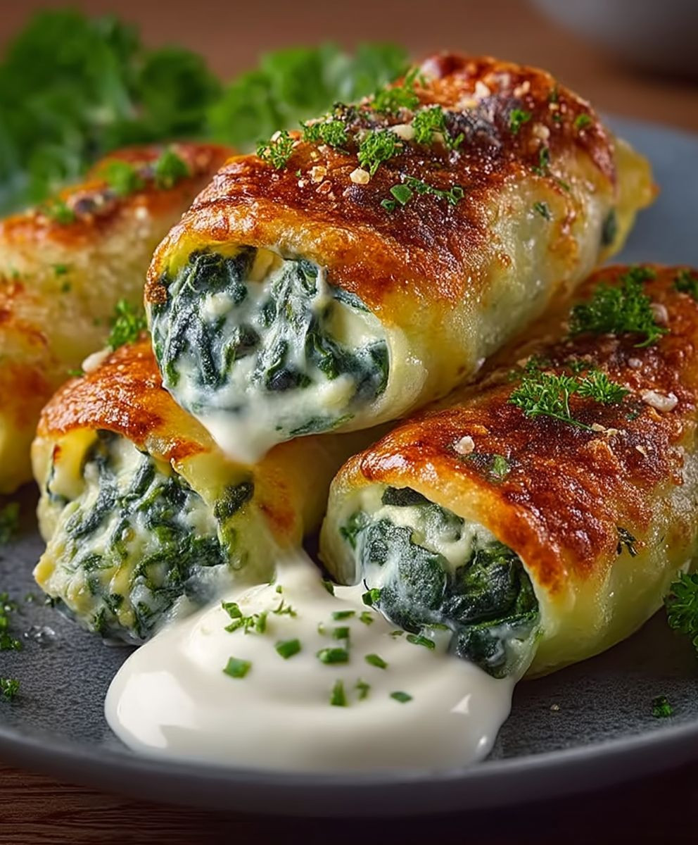 Kartoffeltaschen Spinat Frischkäse Füllung