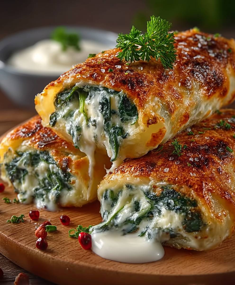 Kartoffeltaschen Spinat Frischkäse Füllung
