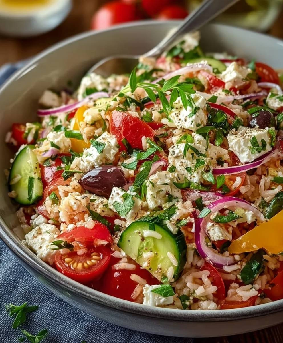 Mediterraner Reissalat mit Feta
