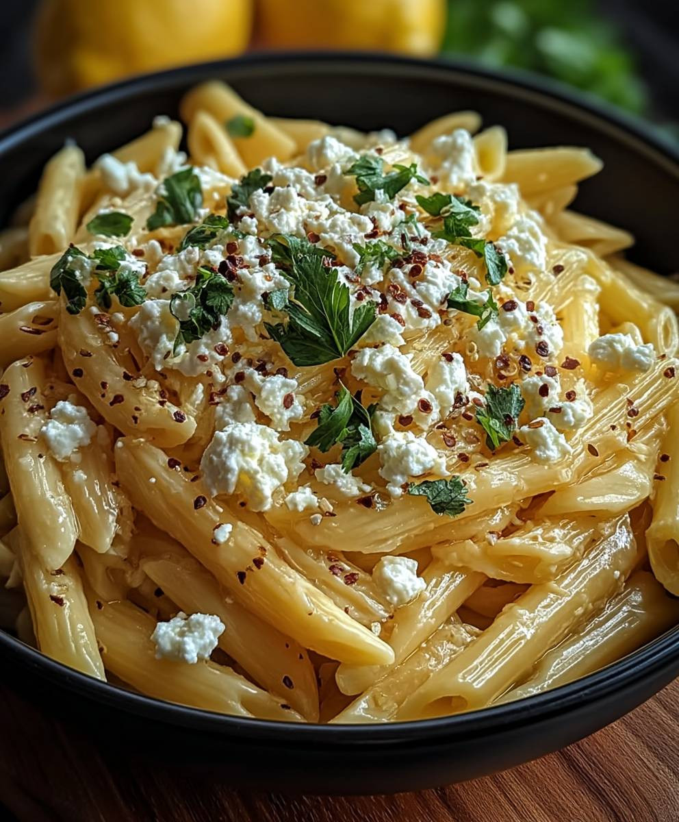 Zitronen Feta Pasta schnell zubereiten