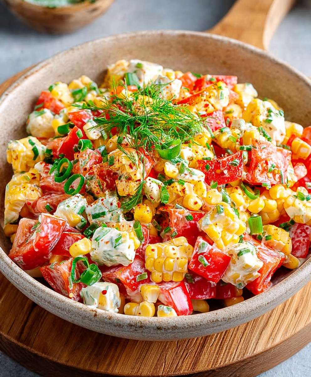 Paprika Mais Salat mit Feta