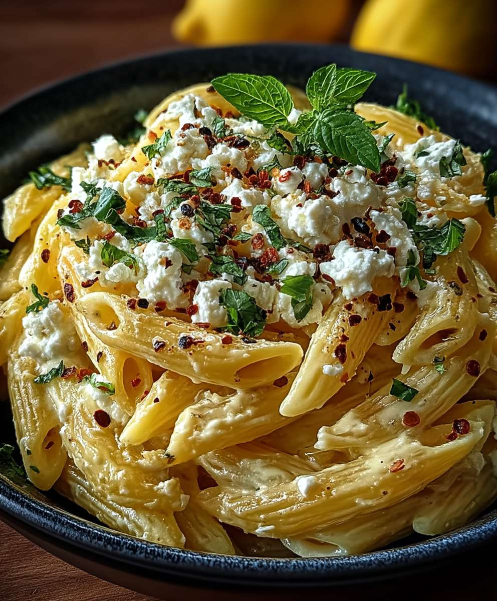 Zitronen Feta Pasta schnell zubereiten