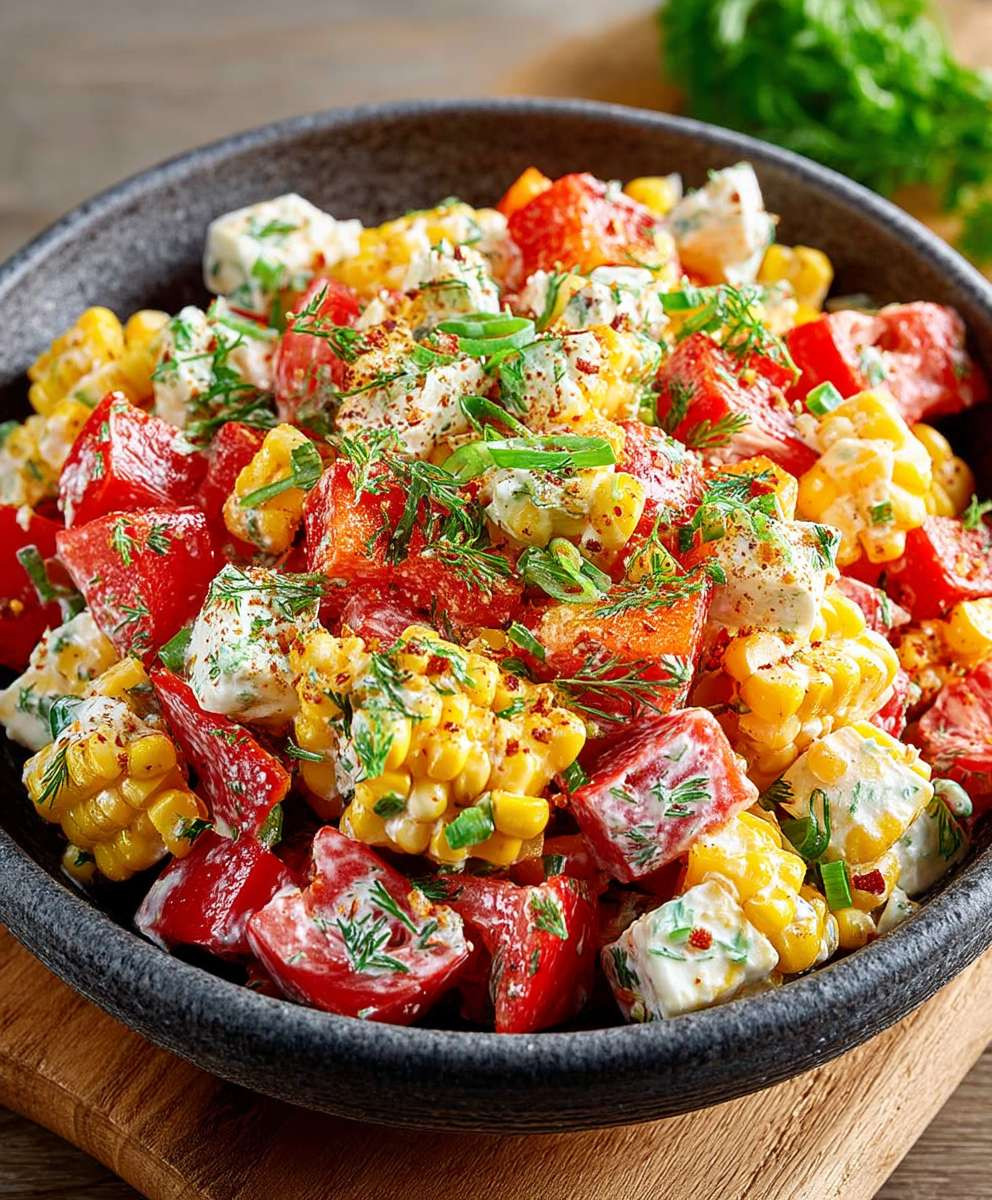 Paprika Mais Salat mit Feta