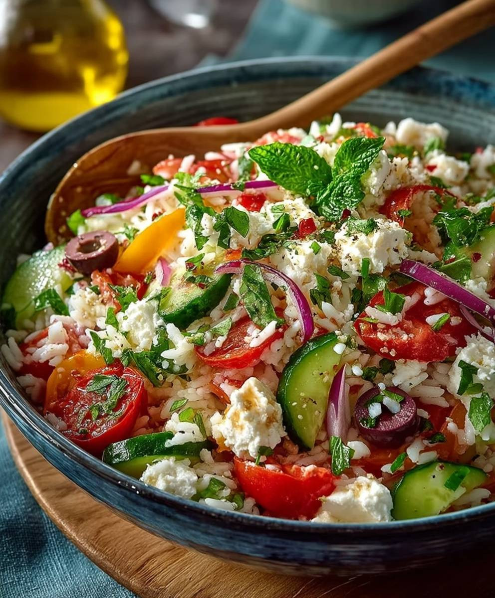Mediterraner Reissalat mit Feta