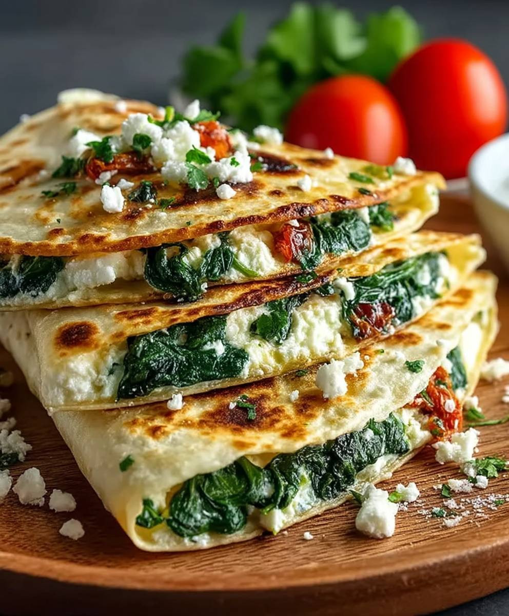 Spinat Feta Quesadillas einfach
