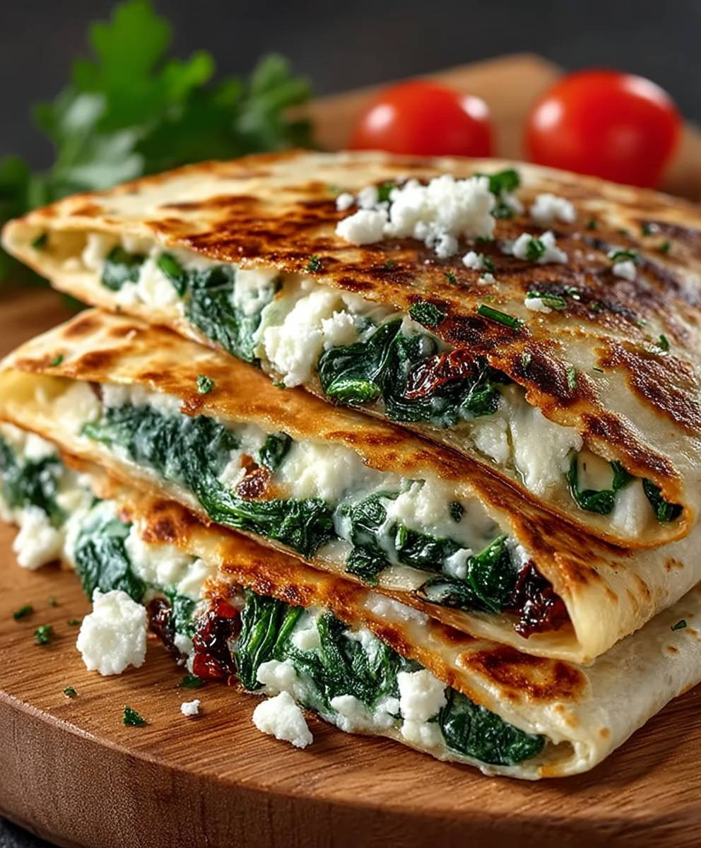 Spinat Feta Quesadillas einfach