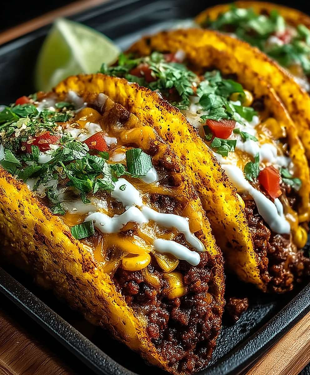 Gebackene Tacos mit Rinderhackfleisch