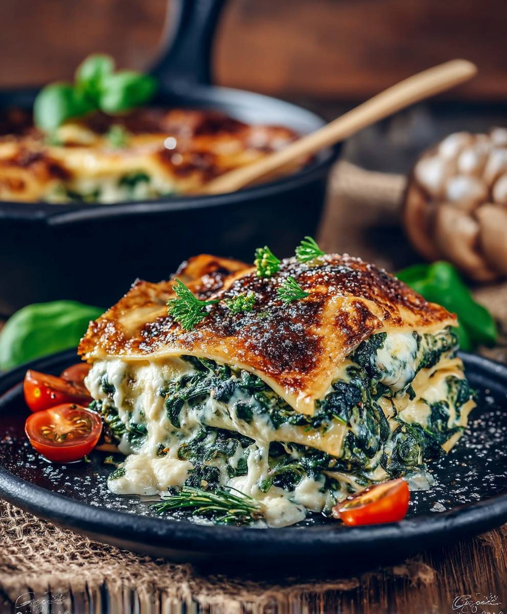 Vegane Spinat Lasagne Béchamel