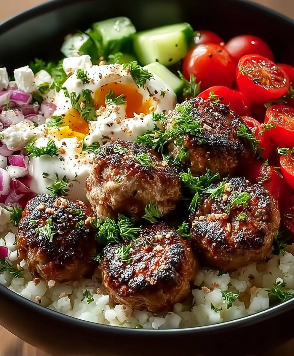Griechische Fleischbällchen Bowl