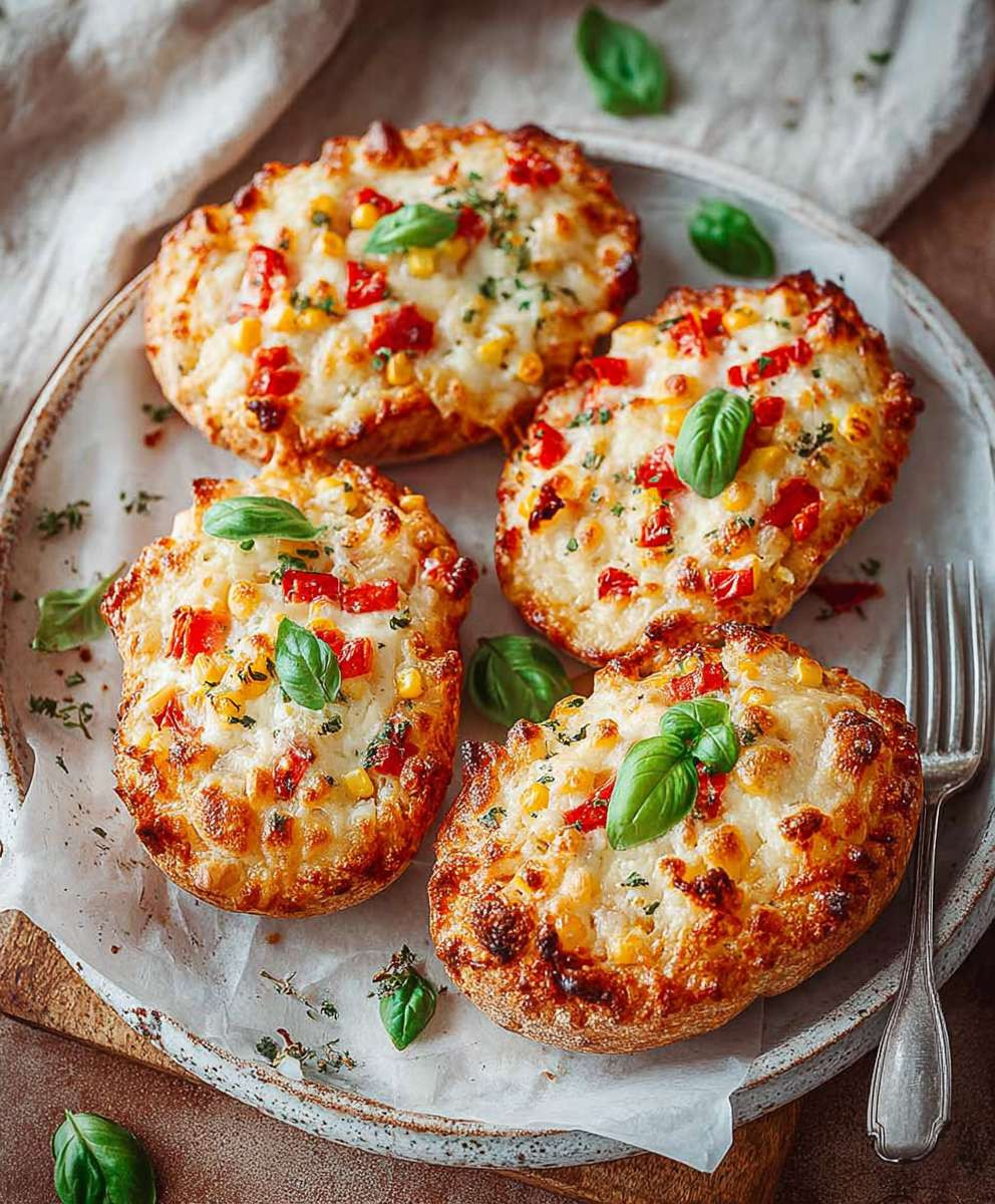 Vegetarische Pizzabrötchen mit Schmand