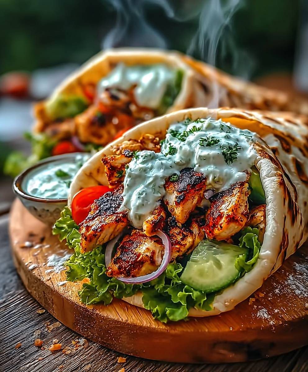 Mediterranes Hähnchen Gyros Feta Tzatziki