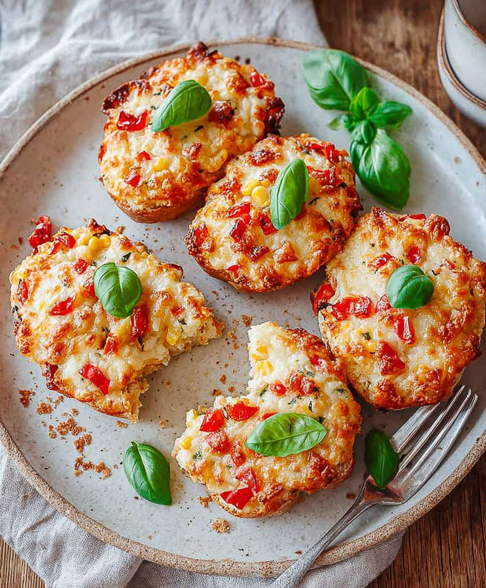Vegetarische Pizzabrötchen mit Schmand