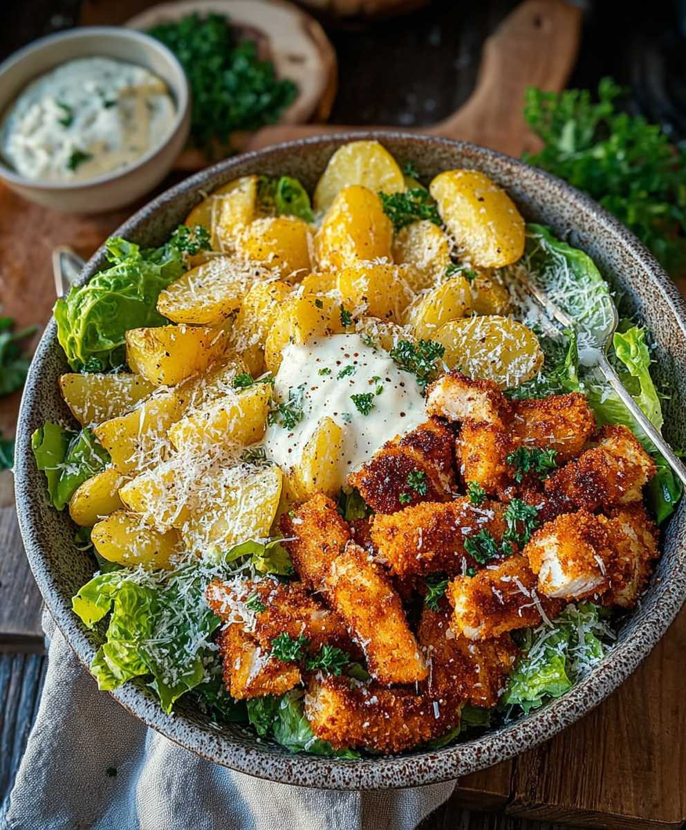 Knusprige Caesar Hähnchen Bowl