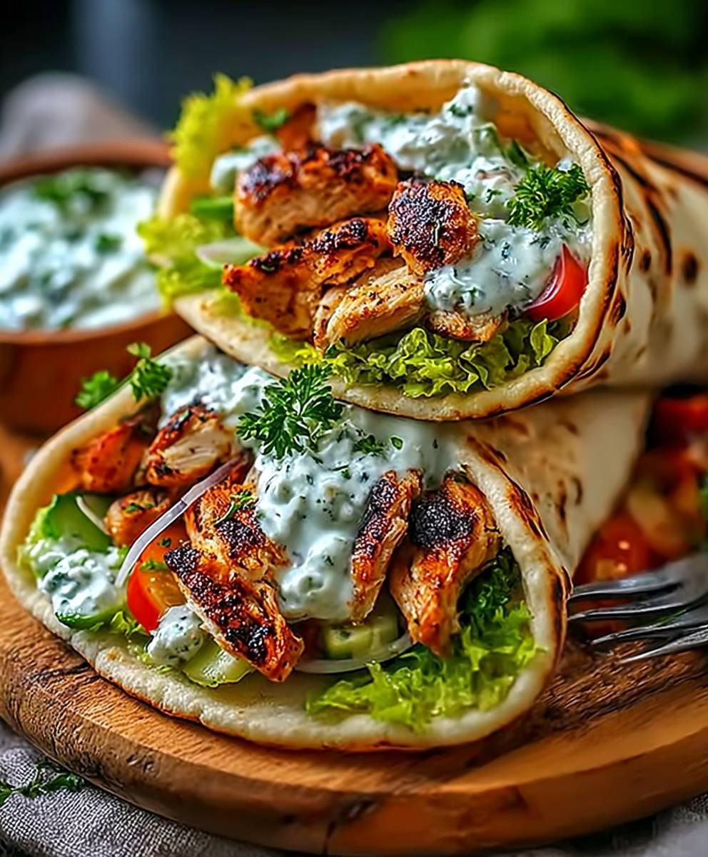 Mediterranes Hähnchen Gyros Feta Tzatziki