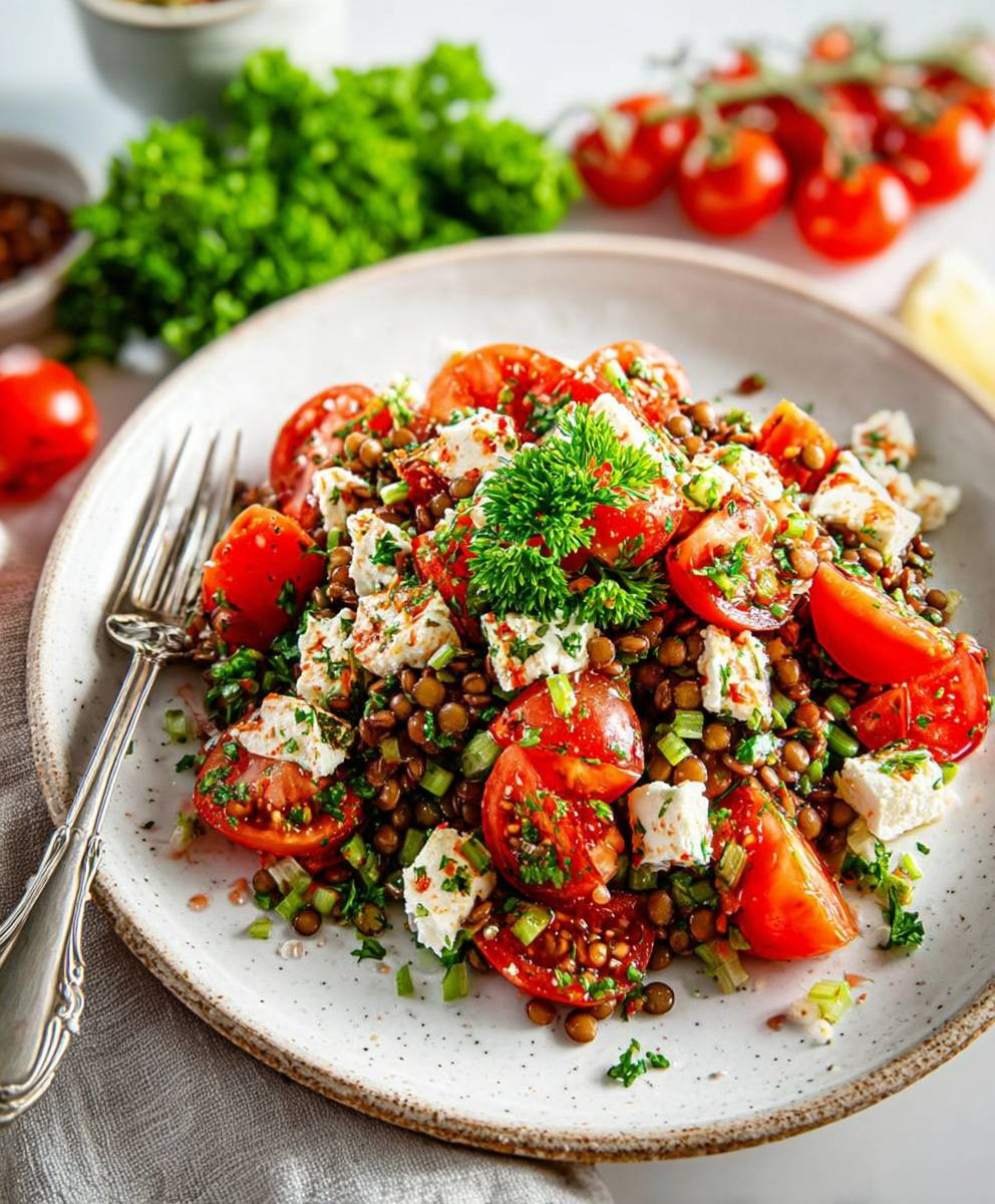 Linsensalat mit Feta einfach