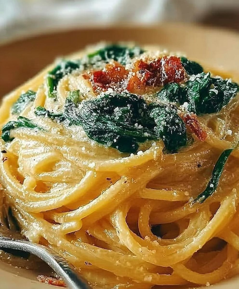 Spaghetti mit Spinat Frischkäsesauce