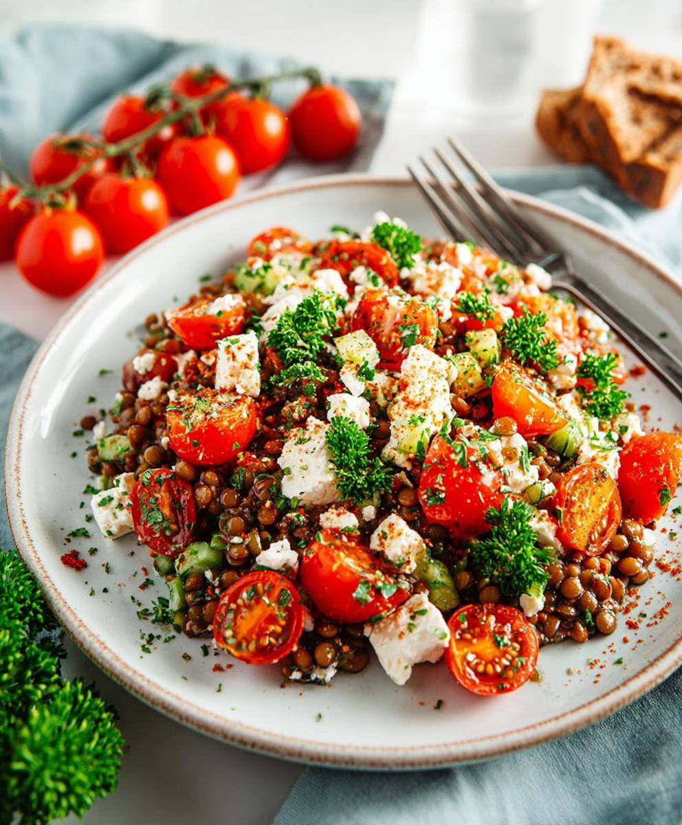 Linsensalat mit Feta einfach